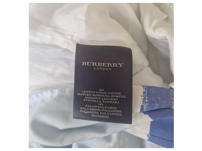 Burberry London Vestido de Algodón a Rayas Blanco Azul - vista 6