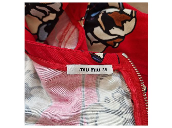 Miu Miu Vestido de algodón estampado floral rojo Castaño Blanco Roja Azul - vista 4
