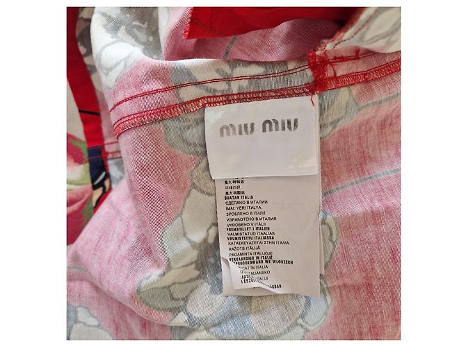 Miu Miu Vestido de algodón estampado floral rojo Castaño Blanco Roja Azul - vista 5