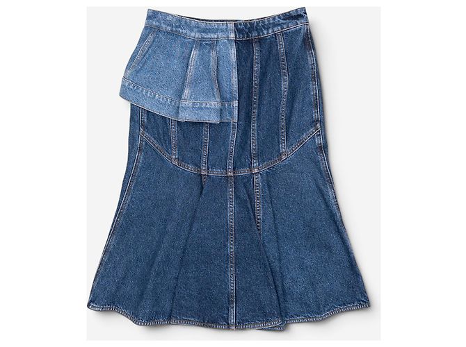 Falda midi de denim con volantes y paneles Alexander McQueen SS19 Azul - vista 2