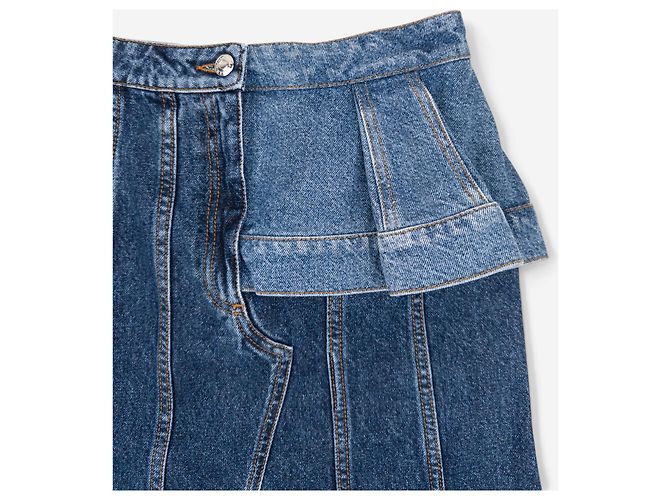Falda midi de denim con volantes y paneles Alexander McQueen SS19 Azul - vista 3
