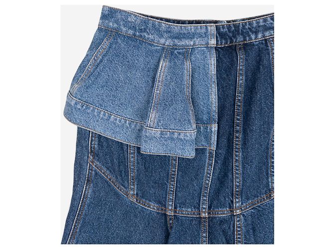 Falda midi de denim con volantes y paneles Alexander McQueen SS19 Azul - vista 4