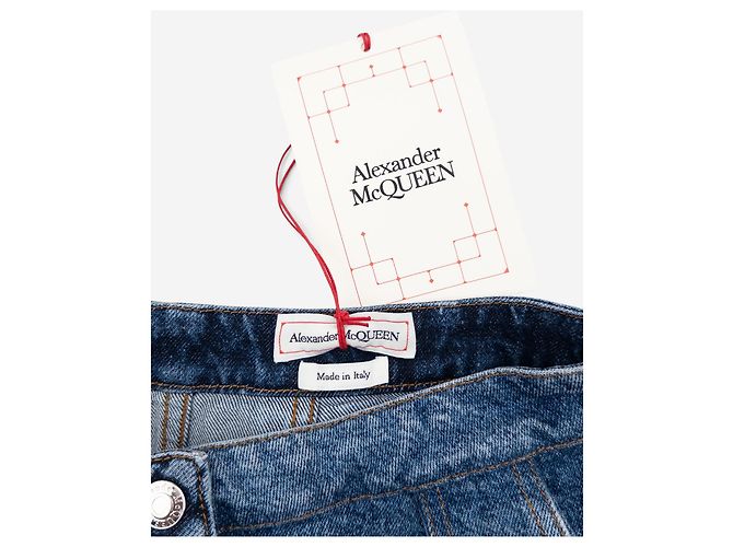 Falda midi de denim con volantes y paneles Alexander McQueen SS19 Azul - vista 5