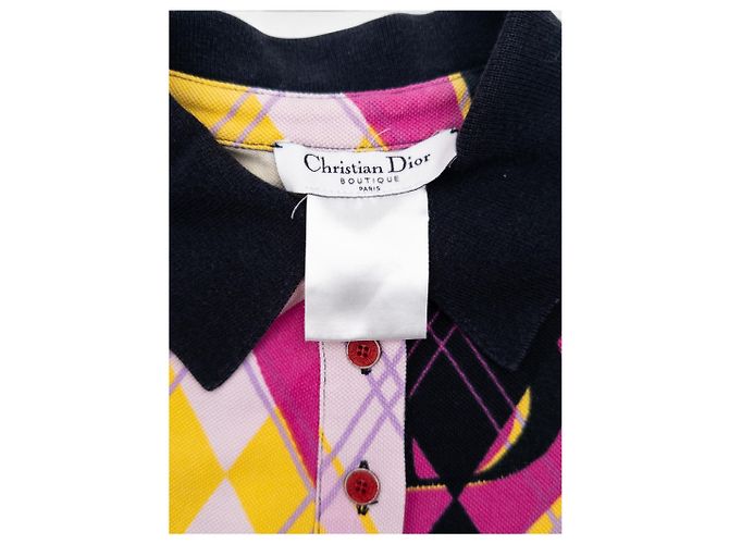 Vestido mini polo de golfe sem mangas com logo Argyle e cinto Dior by Galliano AW04 Amarelo - vista 5