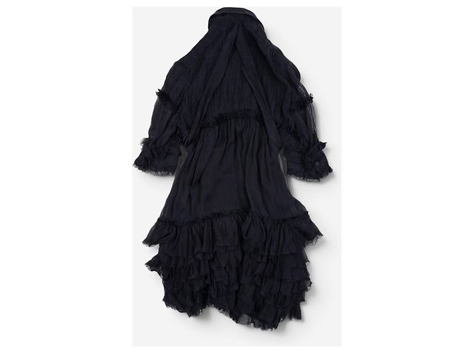 Dolce & Gabbana Chiffon-Sommer-Midikleid mit Rüschen aus den 2000ern Schwarz - Ansicht 2