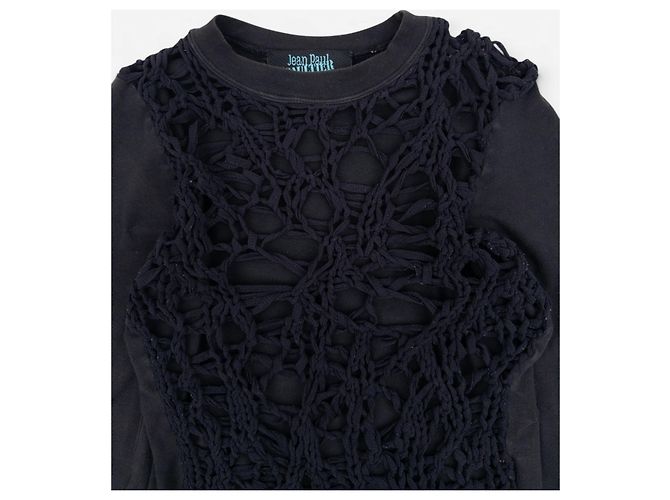 Jean Paul Gaultier 90s Spiderweb-Knit Mesh Longsleeve Schwarz - Ansicht 3