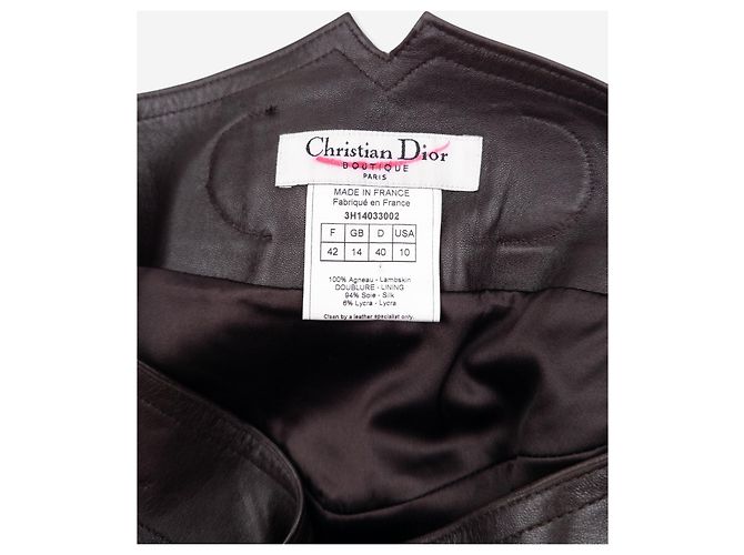 Dior by Galliano AW03 Bondage Biker Leder-Midirock Braun - Ansicht 5
