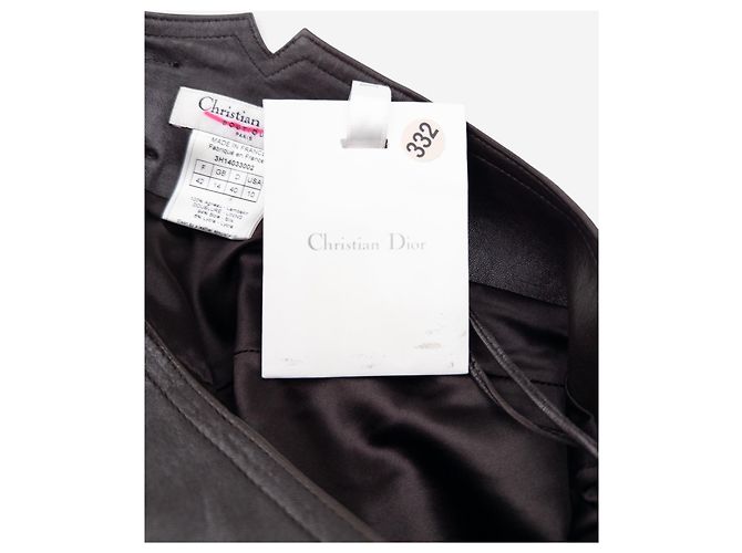 Dior by Galliano AW03 Bondage Biker Leder-Midirock Braun - Ansicht 6