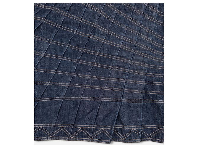 Falda midi plisada de denim Gucci by Tom Ford SS04 Azul marino - vista 3