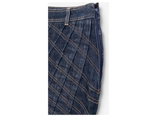 Falda midi plisada de denim Gucci by Tom Ford SS04 Azul marino - vista 4