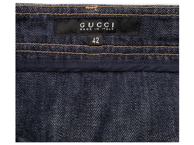 Falda midi plisada de denim Gucci by Tom Ford SS04 Azul marino - vista 5