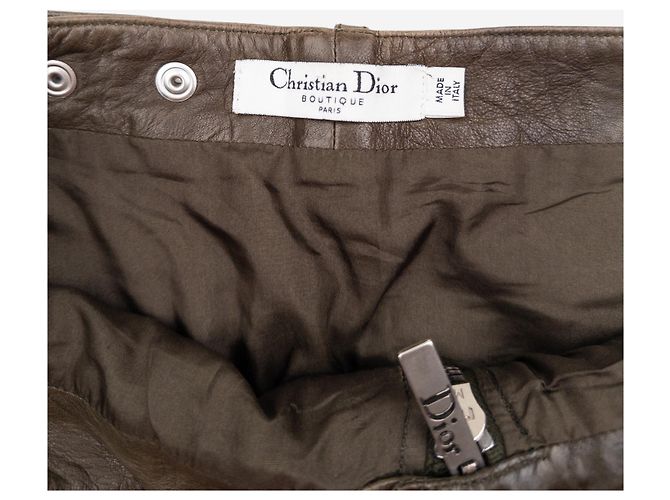 Minifalda cargo militar de cuero Dior by Galliano SS06 Castaño - vista 5