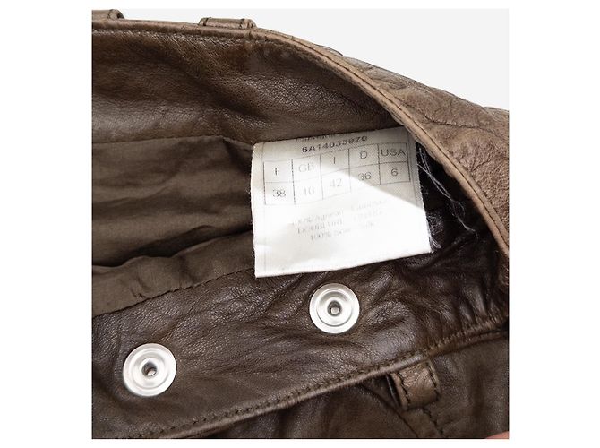 Minifalda cargo militar de cuero Dior by Galliano SS06 Castaño - vista 6