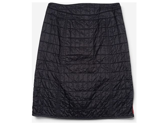 Saia midi acolchoada com fecho Prada AW99 Linea Rossa Red Tab Preto - vista 2