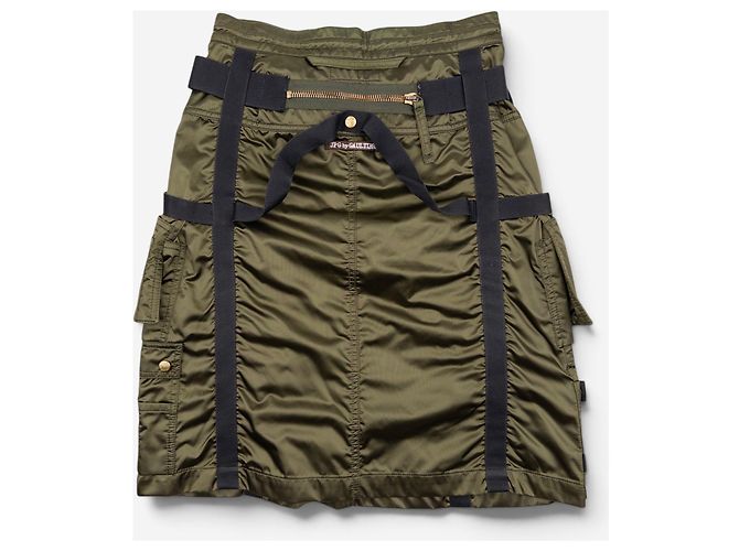Falda Cargo Parachute Bondage Jean Paul Gaultier AW03 Verde - vista 2