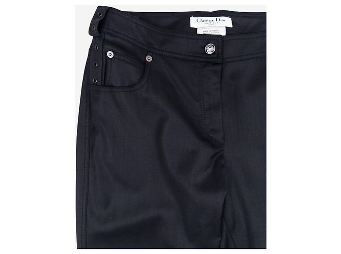 Dior by Galliano SS03 Beschichtete Bootcut Bondage Biker Pants Schwarz - Ansicht 4