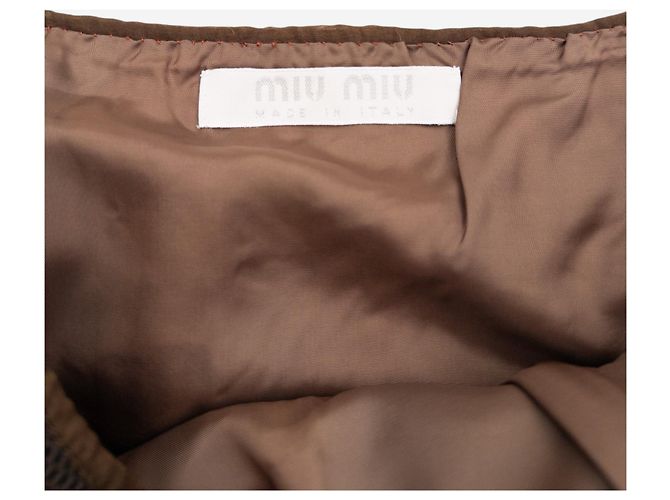 Falda maxi de patchwork en piel de vaca Miu Miu AW99 Castaño - vista 4