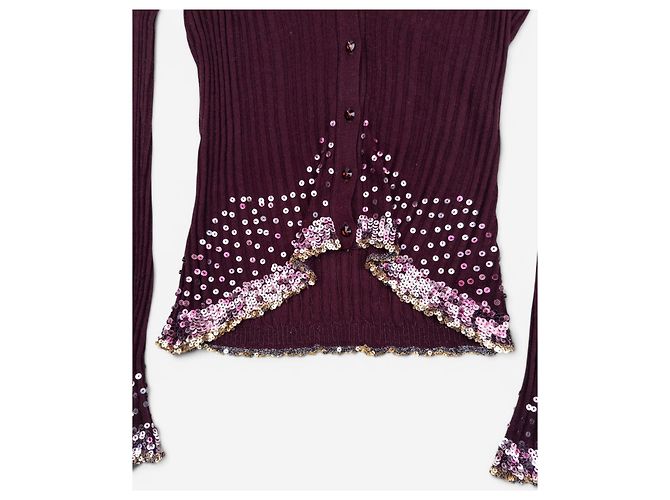 Roberto Cavalli Strick-Cardigan aus den 2000ern mit Pailletten und Strassknöpfen - Ansicht 3