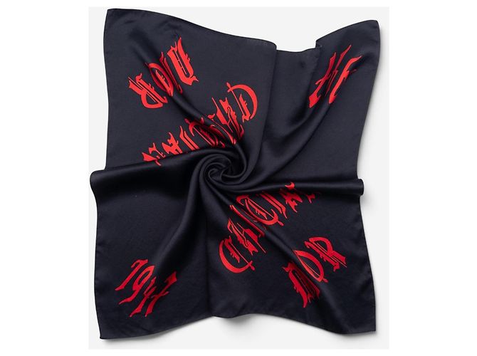 Dior by Galliano SS02 Chiffon Halstuch mit ‘Gothic’ Logo Schwarz - Ansicht 2
