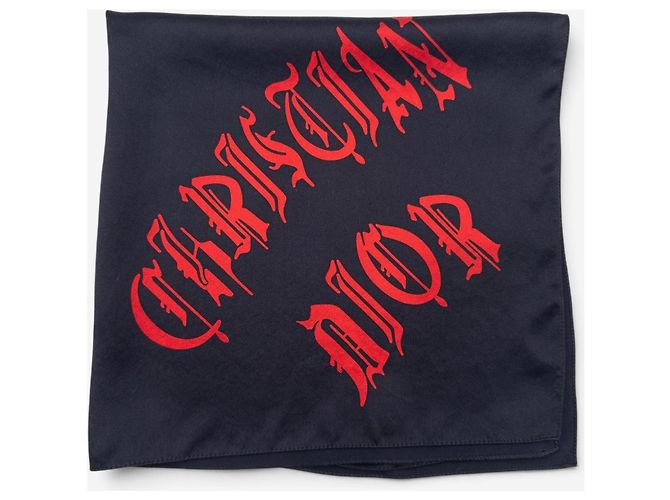 Dior by Galliano SS02 Chiffon Halstuch mit ‘Gothic’ Logo Schwarz - Ansicht 4