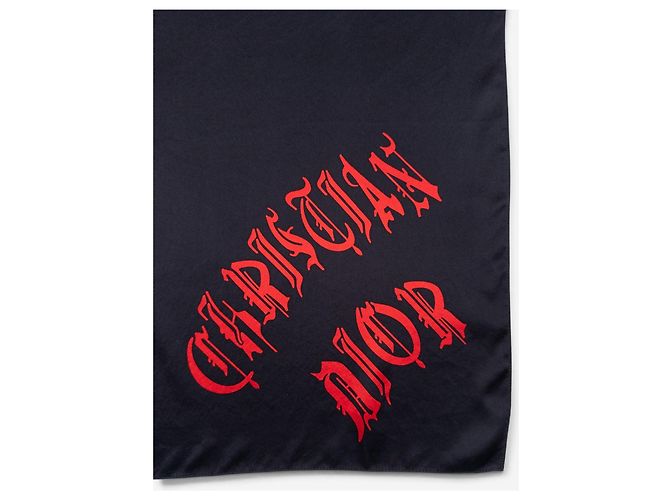 Dior by Galliano SS02 Chiffon Halstuch mit ‘Gothic’ Logo Schwarz - Ansicht 5