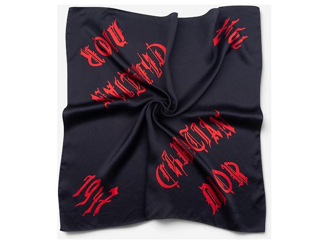 Dior by Galliano SS02 Chiffon Halstuch mit ‘Gothic’ Logo Schwarz - Ansicht 7