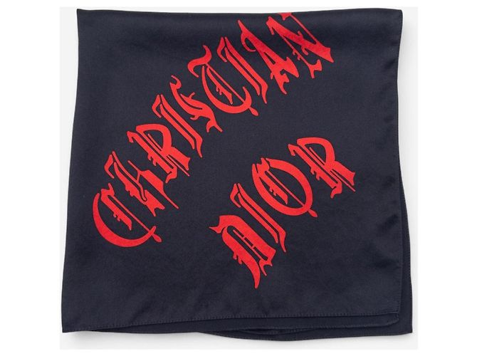Dior by Galliano SS02 Chiffon Halstuch mit ‘Gothic’ Logo Schwarz - Ansicht 8
