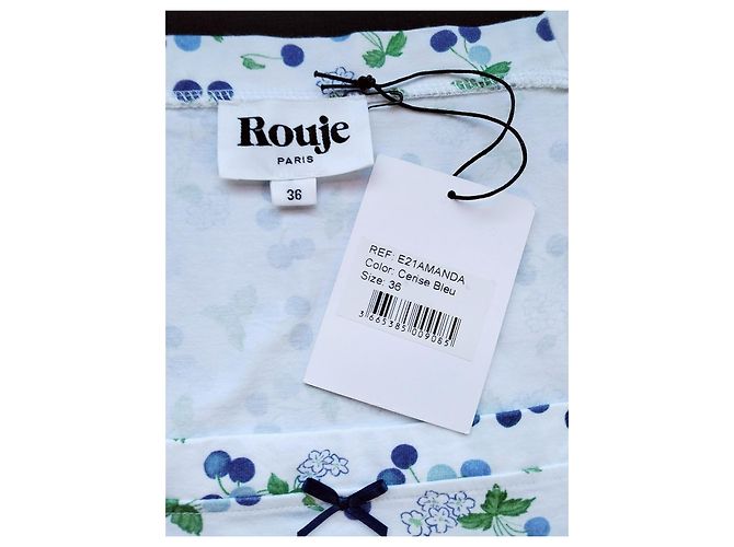 Rouje Top Amanda Estampado Cerezas Blanco Azul Verde - vista 5
