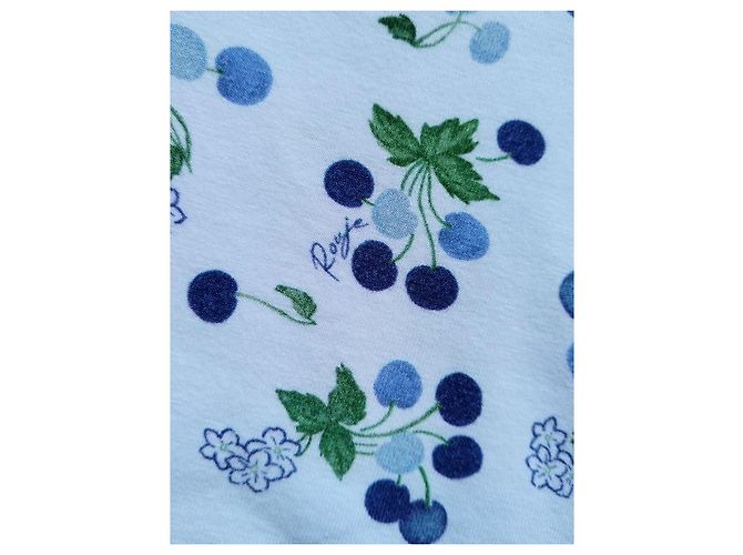 Rouje Top Amanda Estampado Cerezas Blanco Azul Verde - vista 8