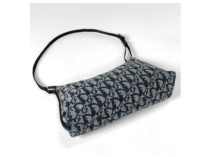 Borsa a tracolla Christian Dior in tela e pelle blu navy - vista 2