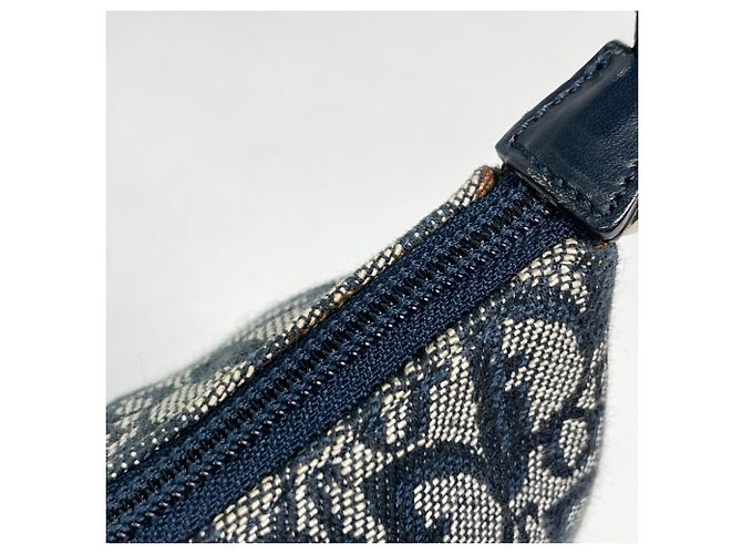 Borsa a tracolla Christian Dior in tela e pelle blu navy - vista 4