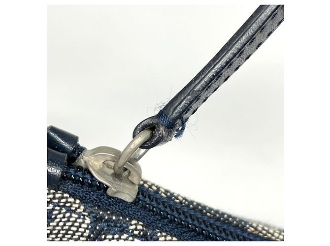 Borsa a tracolla Christian Dior in tela e pelle blu navy - vista 5