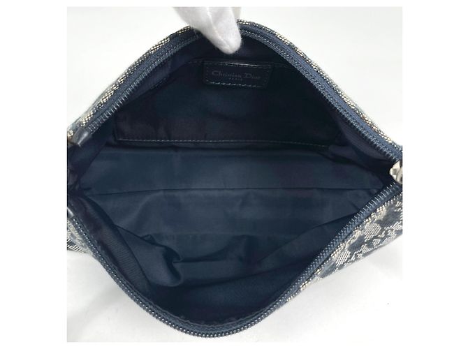 Borsa a tracolla Christian Dior in tela e pelle blu navy - vista 8