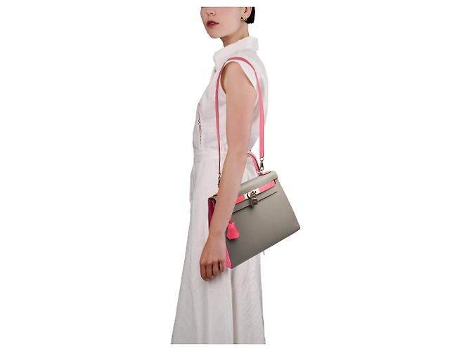 Hermès Borsa HERMES Kelly 28 in Pelle Grigia - 103792 Grigio - vista 13