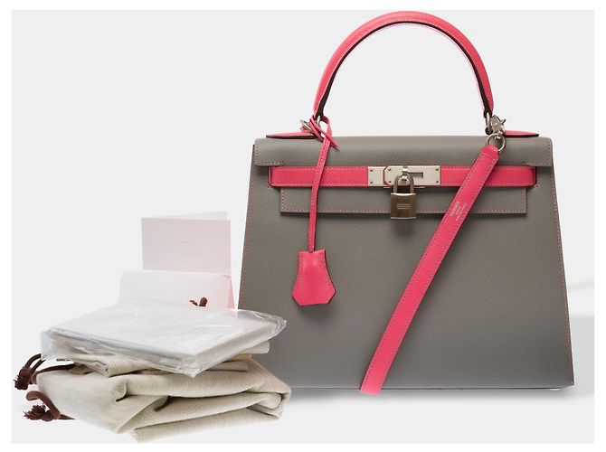 Hermès Borsa HERMES Kelly 28 in Pelle Grigia - 103792 Grigio - vista 2