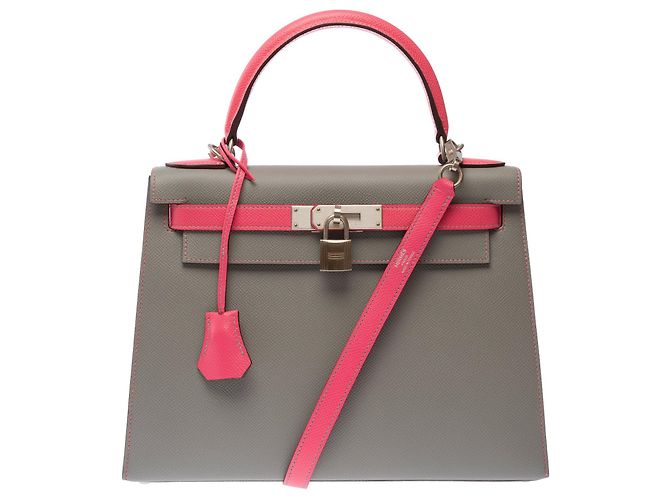 Hermès Borsa HERMES Kelly 28 in Pelle Grigia - 103792 Grigio - vista 3