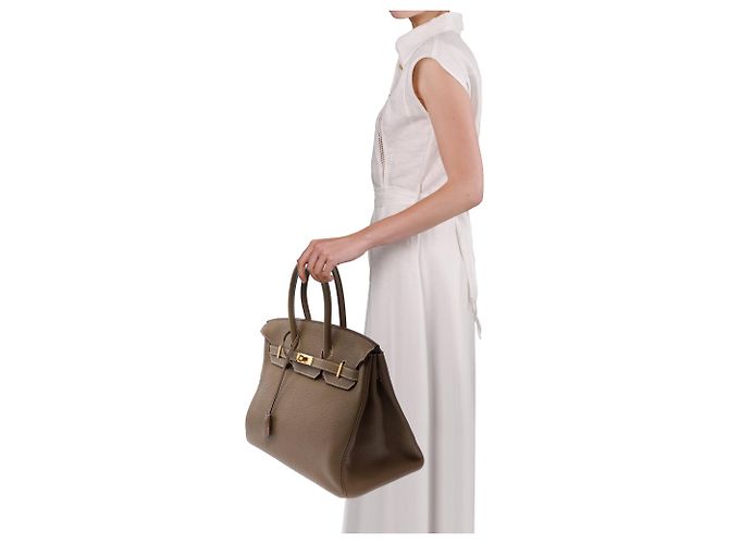 Hermès Borsa HERMES Birkin 35 in Pelle Étoupe - 103793 Taupe - vista 13