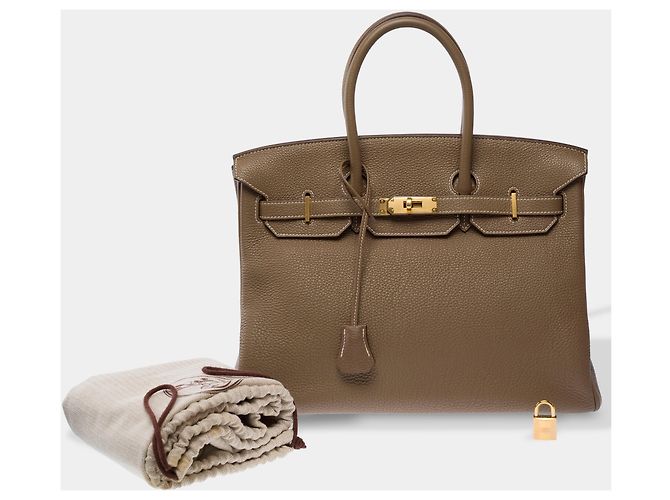 Hermès Borsa HERMES Birkin 35 in Pelle Étoupe - 103793 Taupe - vista 2