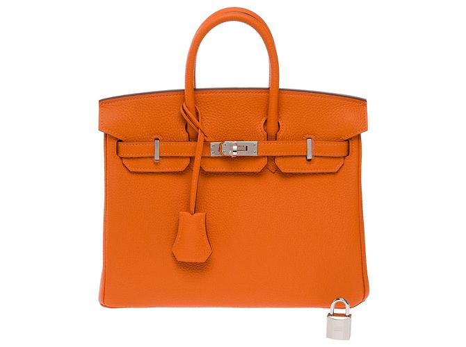 Hermès Borsa HERMES Birkin 25 in Pelle Arancione - 103794 - vista 3