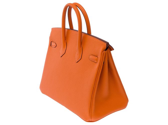 Hermès Borsa HERMES Birkin 25 in Pelle Arancione - 103794 - vista 6