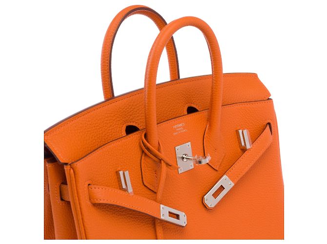 Hermès Borsa HERMES Birkin 25 in Pelle Arancione - 103794 - vista 7