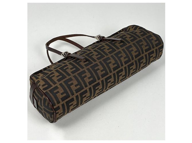 Borsa Fendi Zucca marrone in pelle e tela - vista 2