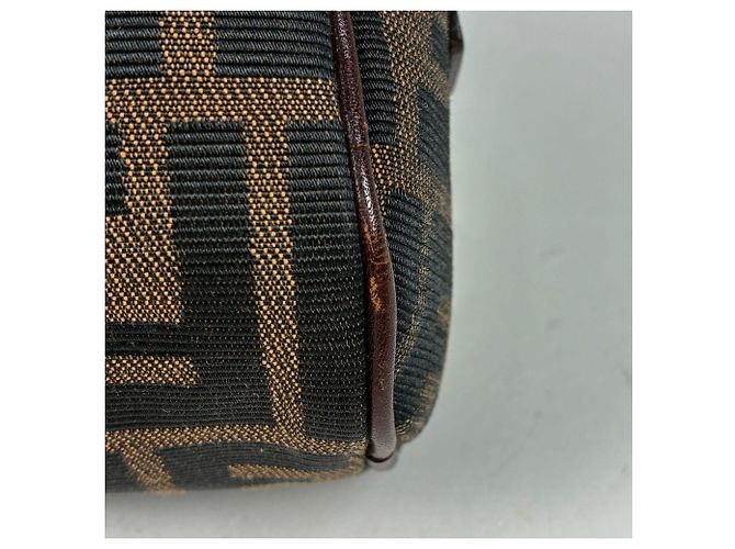 Borsa Fendi Zucca marrone in pelle e tela - vista 3