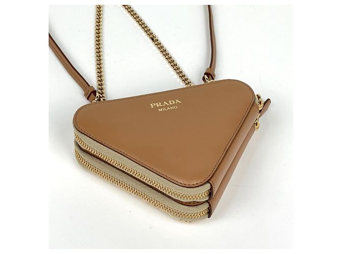 Borsa in rafia Crochet Triangle 3-Way Prada Marrone - vista 2