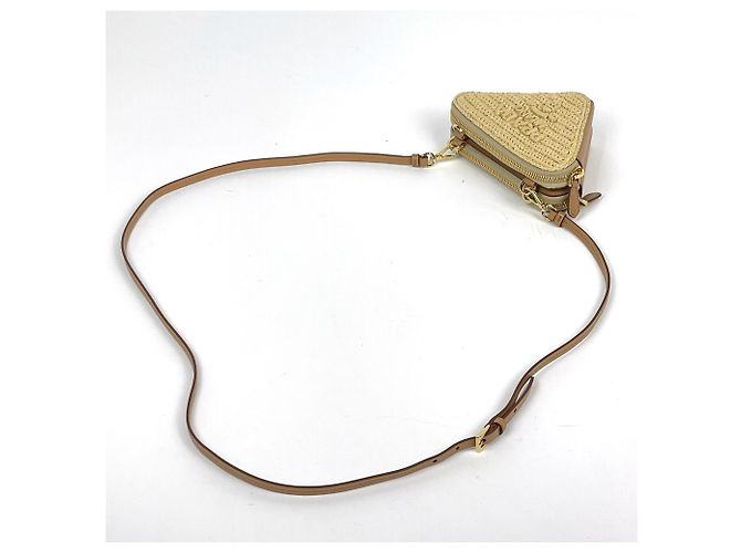 Borsa in rafia Crochet Triangle 3-Way Prada Marrone - vista 5