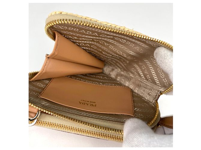 Borsa in rafia Crochet Triangle 3-Way Prada Marrone - vista 7