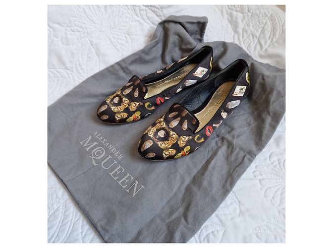 Alexander McQueen Ballerine Stampate Nere Nero Multicolore - vista 6
