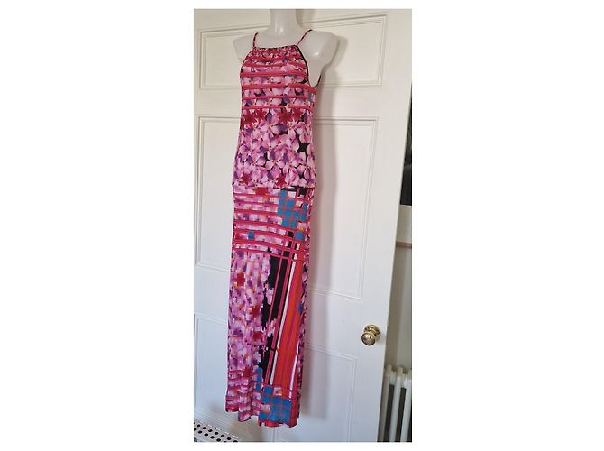 Christian Lacroix Maxikleid mit Blumenprint Schwarz Pink Weiß Blau Orange Lila - Ansicht 2