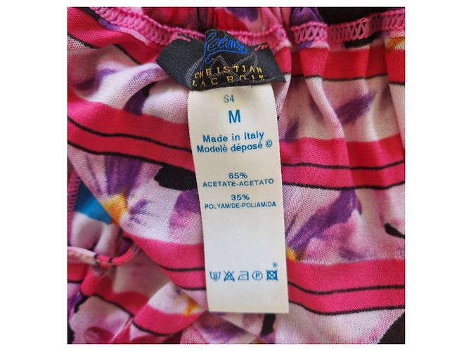 Christian Lacroix Maxikleid mit Blumenprint Schwarz Pink Weiß Blau Orange Lila - Ansicht 5