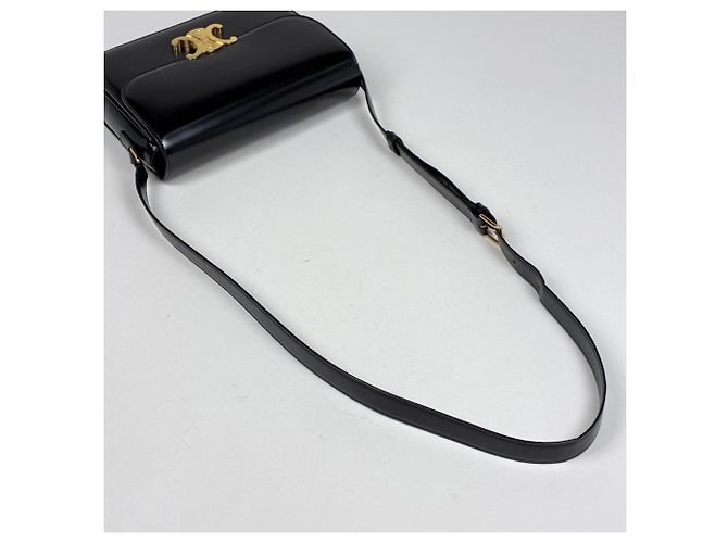 Céline Sac épaule Celine Triomphe Vache Noir - vue 7